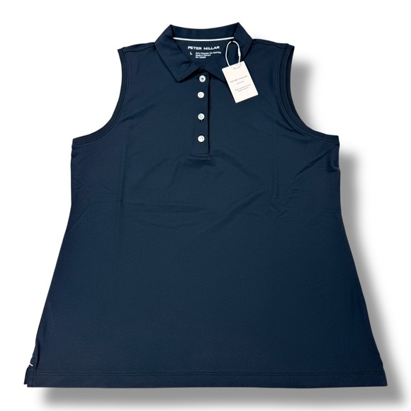 Peter Millar Tops - Peter Millar Womens Sleeveless Golf Polo Shirt Black LEDEK08S Size L NWT